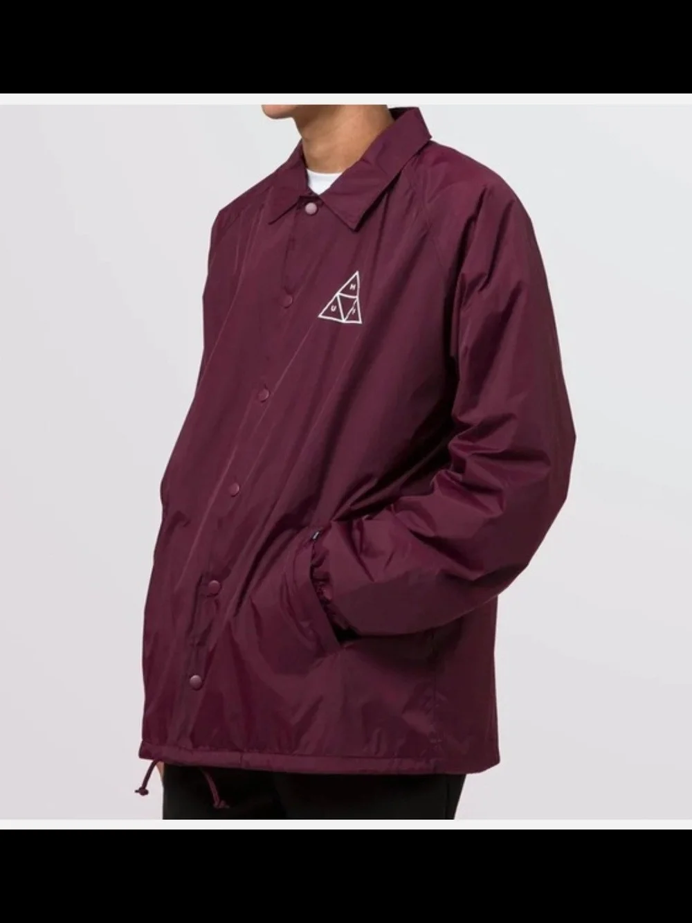 HUF Triple Triangle Men's Maroon Windbreaker Coach Jacket Sz. L